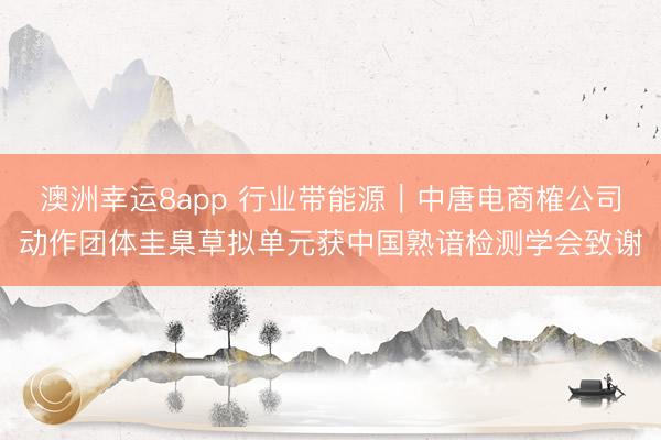 澳洲幸运8app 行业带能源｜中唐电商榷公司动作团体圭臬草拟单元获中国熟谙检测学会致谢
