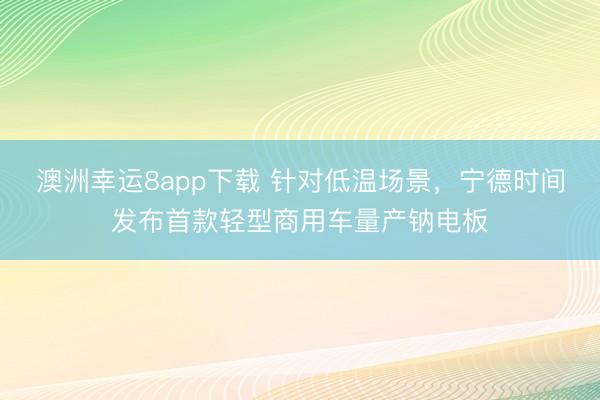 澳洲幸运8app下载 针对低温场景,宁德时间发布首款轻型商用车量产钠电板