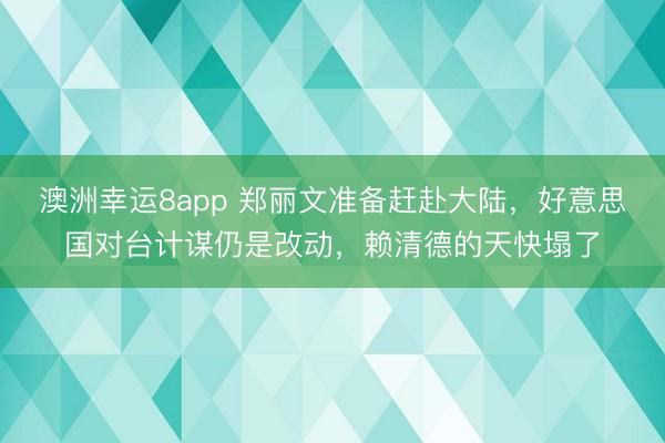 澳洲幸运8app 郑丽文准备赶赴大陆，好意思国对台计谋仍是改动，赖清德的天快塌了