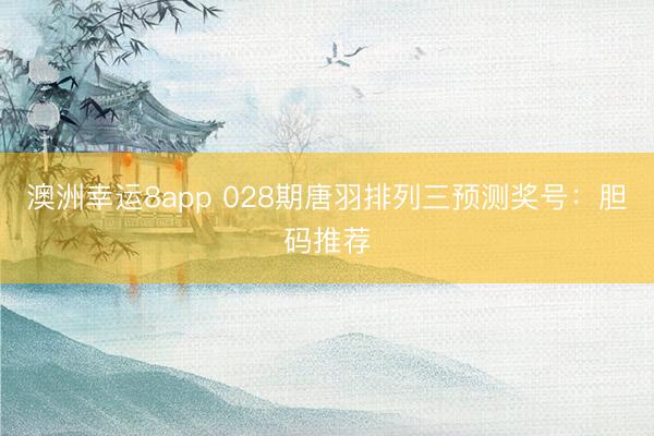 澳洲幸运8app 028期唐羽排列三预测奖号:胆码推荐