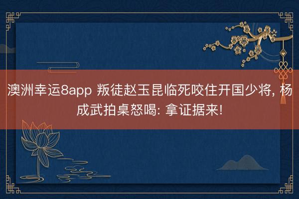 澳洲幸运8app 叛徒赵玉昆临死咬住开国少将, 杨成武拍桌怒喝: 拿证据来!