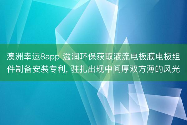 澳洲幸运8app 湓润环保获取液流电板膜电极组件制备安装专利, 驻扎出现中间厚双方薄的风光