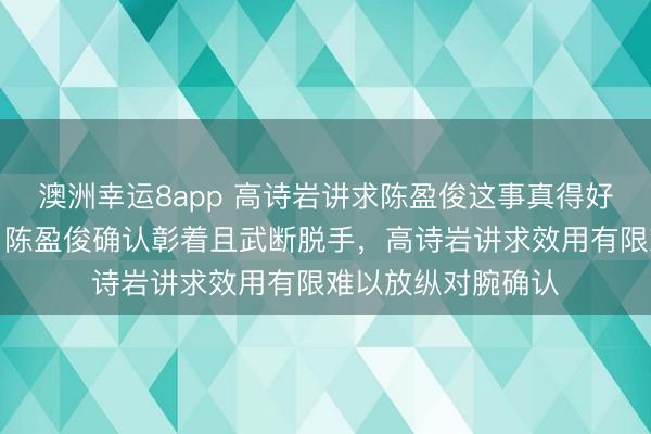 澳洲幸运8app 高诗岩讲求陈盈俊这事真得好好说说念说说念，陈盈俊确认彰着且武断脱手，高诗岩讲求效用有限难以放纵对腕确认