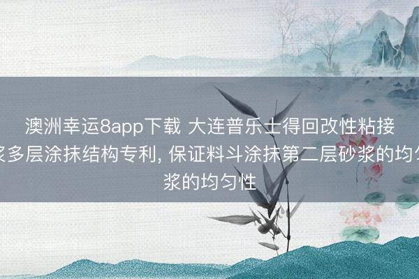 澳洲幸运8app下载 大连普乐士得回改性粘接砂浆多层涂抹结构专利， 保证料斗涂抹第二层砂浆的均匀性