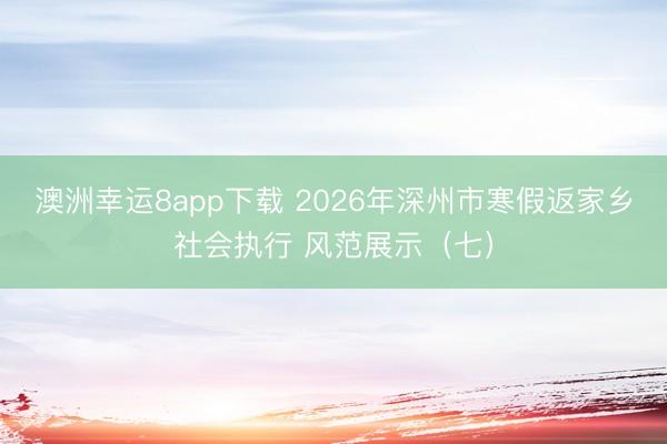 澳洲幸运8app下载 2026年深州市寒假返家乡社会执行 风范展示（七）