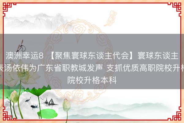 澳洲幸运8 【聚焦寰球东谈主代会】寰球东谈主大代表汤依伟为广东省职教城发声 支抓优质高职院校升格本科