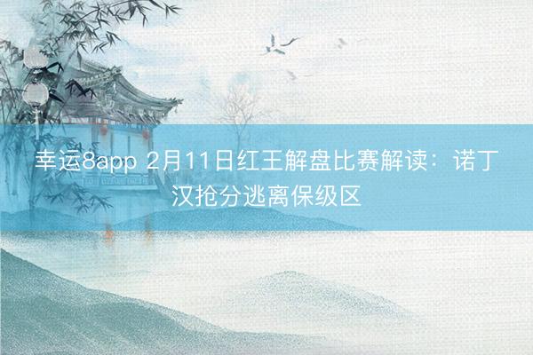 幸运8app 2月11日红王解盘比赛解读：诺丁汉抢分逃离保级区