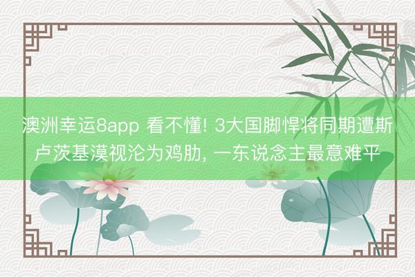 澳洲幸运8app 看不懂! 3大国脚悍将同期遭斯卢茨基漠视沦为鸡肋， 一东说念主最意难平