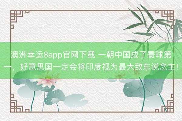 澳洲幸运8app官网下载 一朝中国成了寰球第一，好意思国一定会将印度视为最大敌东说念主！