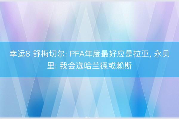 幸运8 舒梅切尔: PFA年度最好应是拉亚， 永贝里: 我会选哈兰德或赖斯