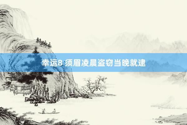 幸运8 须眉凌晨盗窃当晚就逮