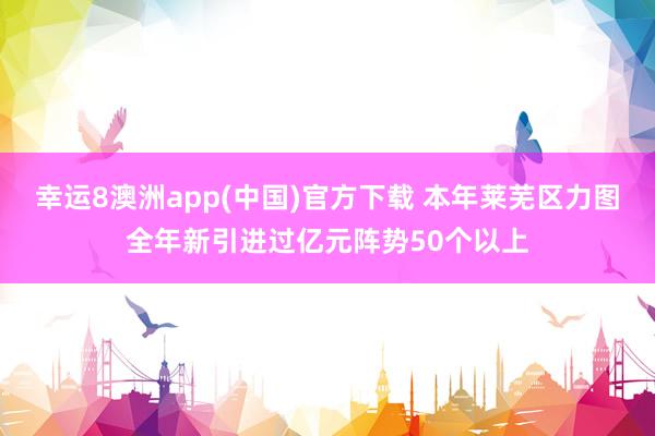 幸运8澳洲app(中国)官方下载 本年莱芜区力图全年新引进过亿元阵势50个以上