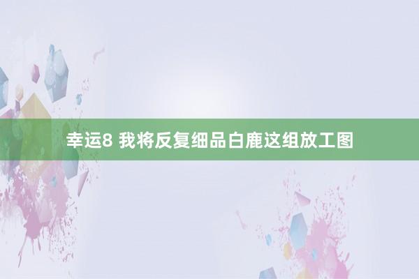 幸运8 我将反复细品白鹿这组放工图