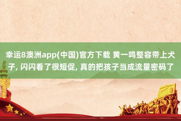 幸运8澳洲app(中国)官方下载 黄一鸣整容带上犬子, 闪闪看了很短促, 真的把孩子当成流量密码了