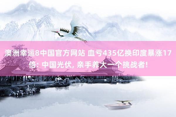 澳洲幸运8中国官方网站 血亏435亿换印度暴涨17倍: 中国光伏, 亲手养大一个挑战者!