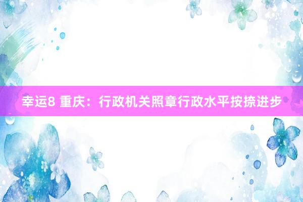 幸运8 重庆:行政机关照章行政水平按捺进步