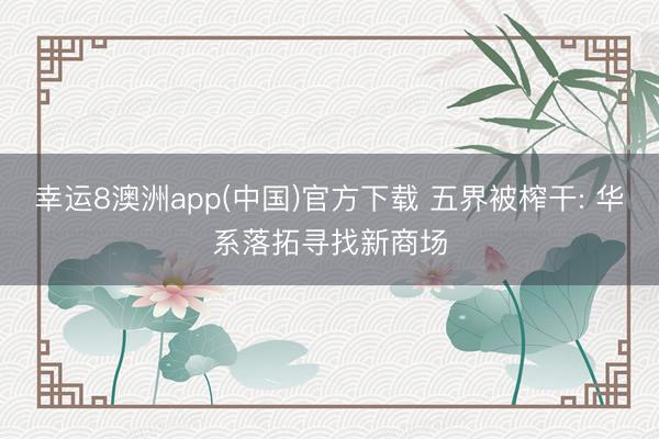 幸运8澳洲app(中国)官方下载 五界被榨干: 华系落拓寻找新商场